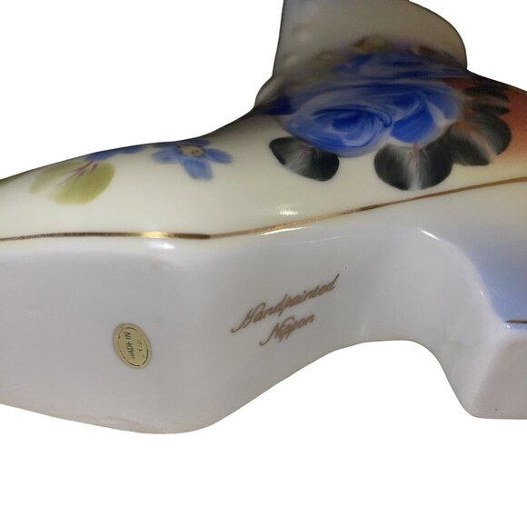 Antique Hand-Painted Nippon Boot Vase With Floral Pattern - Picture 2 of 12